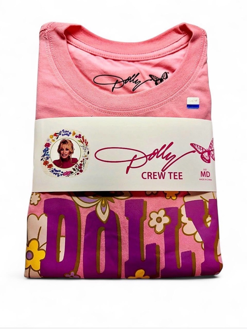 Medium- NWT Pink & Purple Dolly Crew Tee
